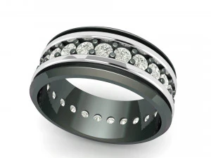 Titanium silver diamond band 3D Print Model