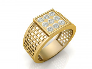 gents square pattern ring 3Dプリントモデル