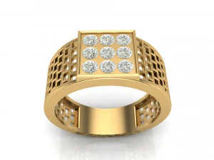 gents square pattern ring 3D Print Model