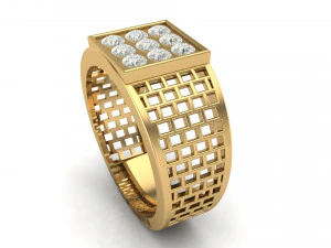 gents square pattern ring 3D Print Model