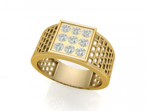 gents square pattern ring 3D Print Model
