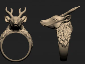 кольцо с оленем 3D Принт Модель