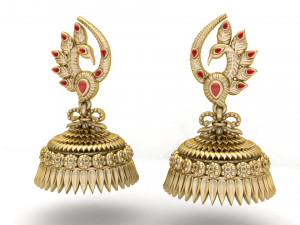 Peacock antique traditional earing Model Cetak 3D