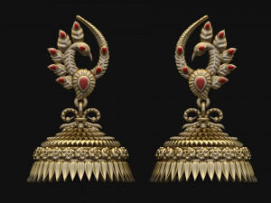 Peacock antique traditional earing Model Cetak 3D