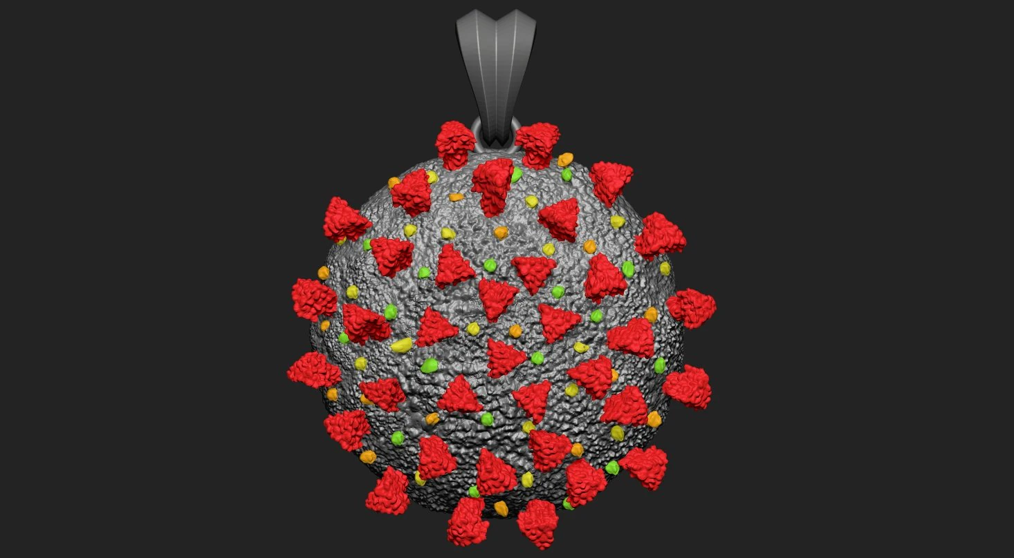 Corona virus pendant 3D Print Model .c4d .max .obj .3ds .fbx .stl .blend 