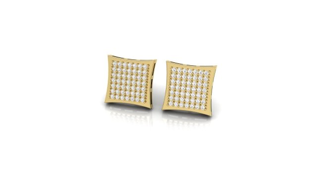 Square diamond stud earrings 3D प्रिंट मॉडल .c4d .max .obj .3ds .fbx .stl .blend
