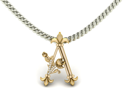 A Letter Rose Pendant 3D Принт Модель