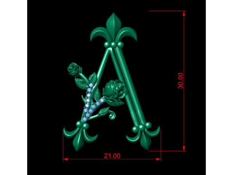 A Letter Rose Pendant Modelo de impresión 3D