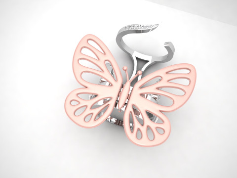 Gold Butterfly Ring with Mechanism of Moving Wings 3D प्रिंट मॉडल