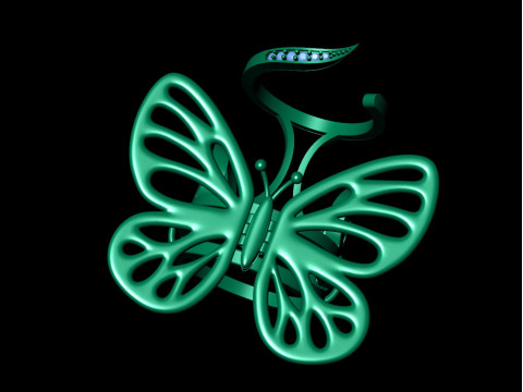 Gold Butterfly Ring with Mechanism of Moving Wings 3D प्रिंट मॉडल