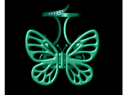 Gold Butterfly Ring with Mechanism of Moving Wings 3D प्रिंट मॉडल