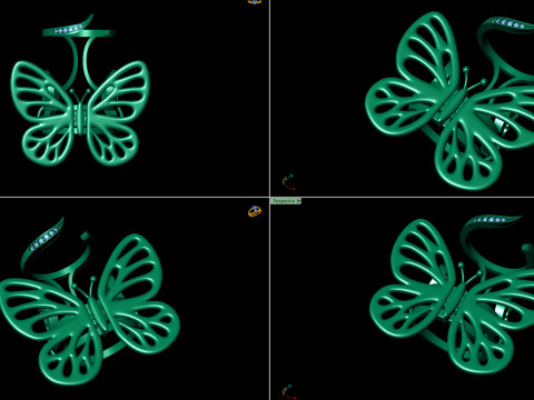 Gold Butterfly Ring with Mechanism of Moving Wings 3D प्रिंट मॉडल