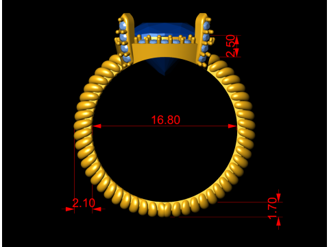 Stylish Modern Cushion Engagement Ring 3D 打印模型