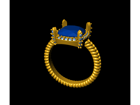 Stylish Modern Cushion Engagement Ring 3D 打印模型