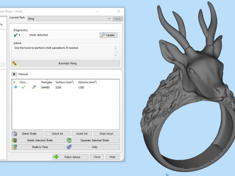 Deer Ring Modello di stampa 3D