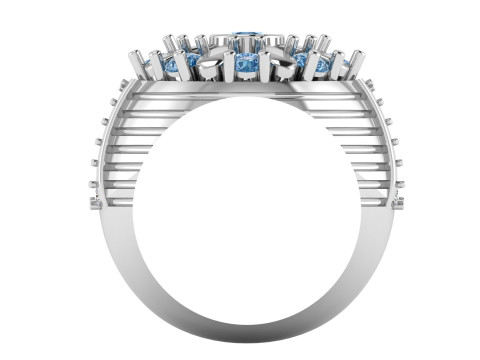 Diamond Floral Cocktail Ring Model Cetak 3D