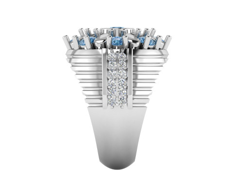 Diamond Floral Cocktail Ring Model Cetak 3D