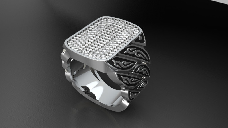 Signet Diamond Enamel Ring Model do druku 3D .c4d .max .obj .3ds .fbx .stl .blend