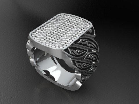 Signet Diamond Enamel Ring Model do druku 3D