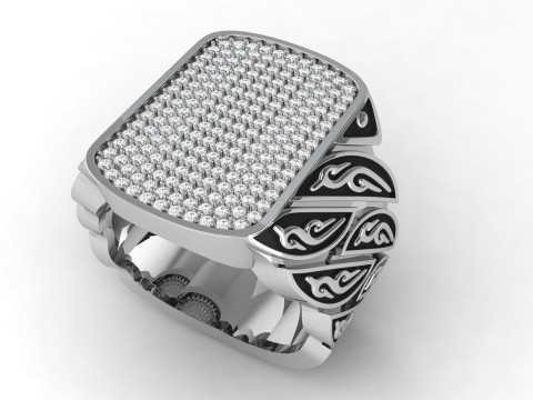 Signet Diamond Enamel Ring Model do druku 3D