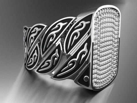 Signet Diamond Enamel Ring Model do druku 3D
