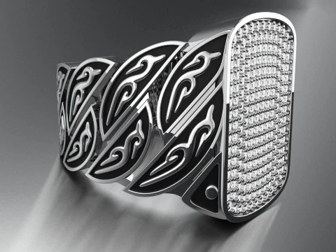 Signet Diamond Enamel Ring 3D Print Model