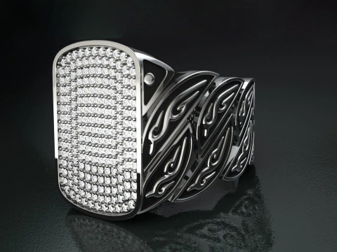 Signet Diamond Enamel Ring 3D Print Model