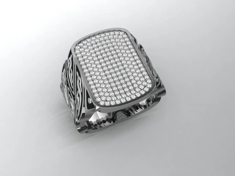 Signet Diamond Enamel Ring 3D Print Model