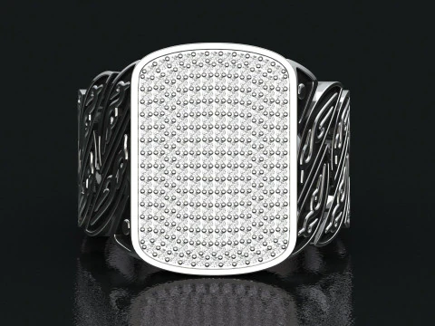 Signet Diamond Enamel Ring 3D Print Model