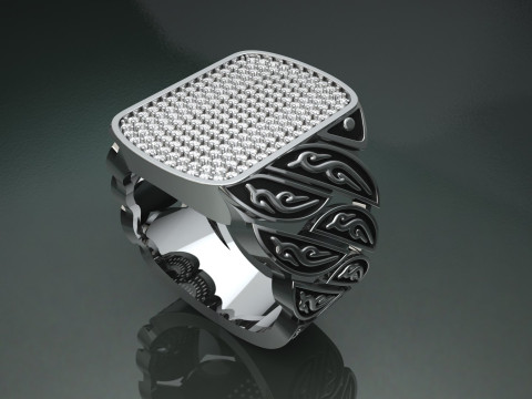 Signet Diamond Enamel Ring Model do druku 3D