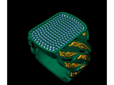 Signet Diamond Enamel Ring 3D Print Model