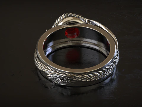 Round Stone Dragon Signet Ring 3D Print Model