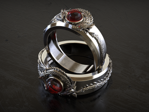 Round Stone Dragon Signet Ring 3D प्रिंट मॉडल