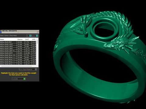 Round Stone Dragon Signet Ring 3D Print Model