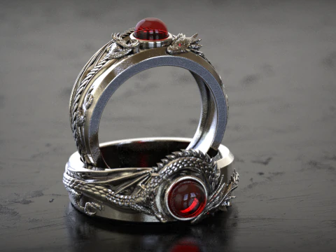 Anello con sigillo del drago di pietra rotondo Modello di stampa 3D