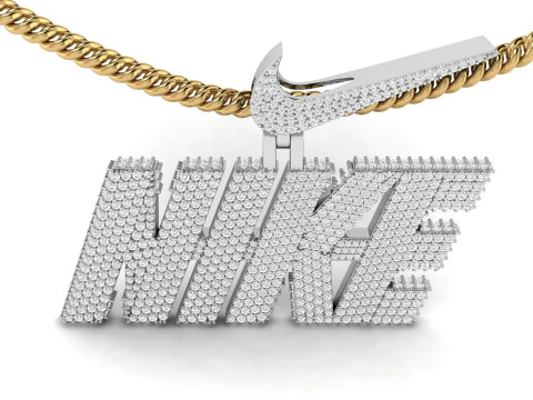 Diamond Nike Pendant With Logo Bail 3D Print Model