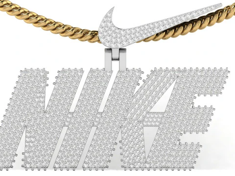 Diamond Nike Pendant With Logo Bail 3D Print Model