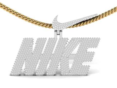 Diamond Nike Pendant With Logo Bail 3D Print Model