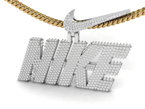 Diamond Nike Pendant With Logo Bail 3D Print Model