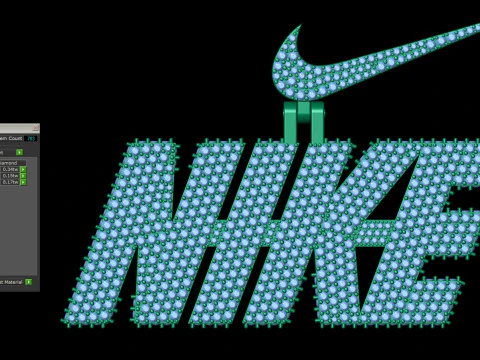 Diamond Nike Pendant With Logo Bail 3D Print Model
