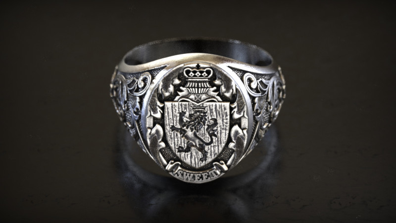 Mens Lion Knight Signet Ring 3Dプリントモデル .c4d .max .obj .3ds .fbx .stl .blend 