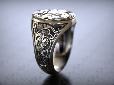 Mens Lion Knight Signet Ring 3Dプリントモデル