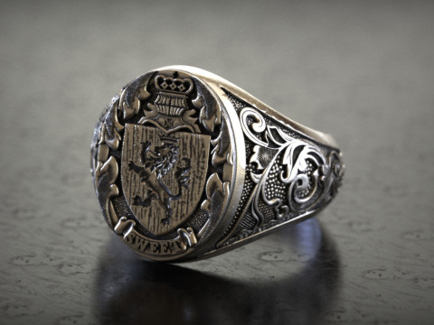 Mens Lion Knight Signet Ring 3Dプリントモデル