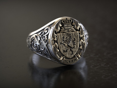 Mens Lion Knight Signet Ring 3Dプリントモデル