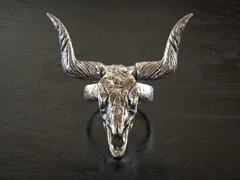 Longhorn Skull Ring 3D Print Model