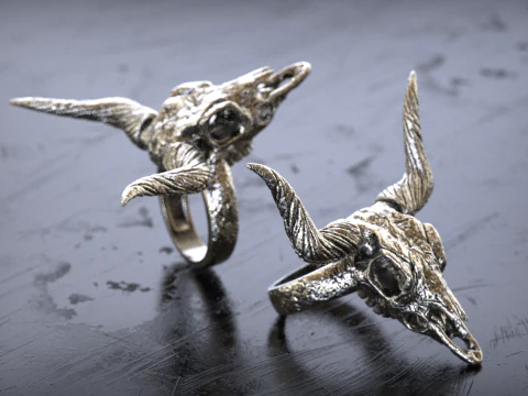 Longhorn Skull Ring 3D Print Model