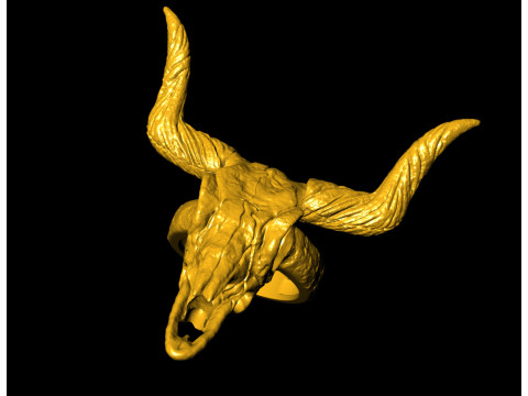 Longhorn Skull Ring 3D Print Model