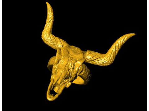 Longhorn Skull Ring 3D Print Model