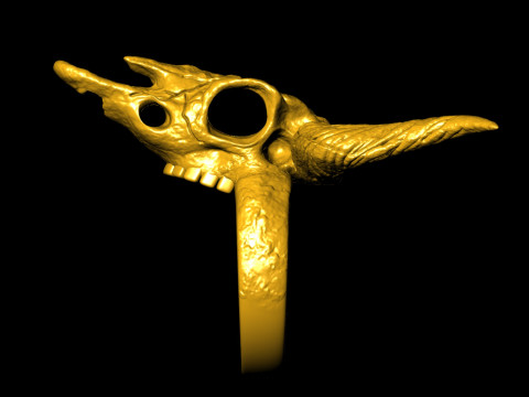 Longhorn Skull Ring 3D Print Model