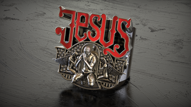 Jesus Praying Hands Signet Ring Modelo de Impressão 3D .c4d .max .obj .3ds .fbx .stl .blend